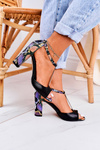 Leather Sandals On Block Heel Laura Messi 1916 Animal Print Black