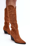Suede Cowboy Boots Fashionable Camel Delia
