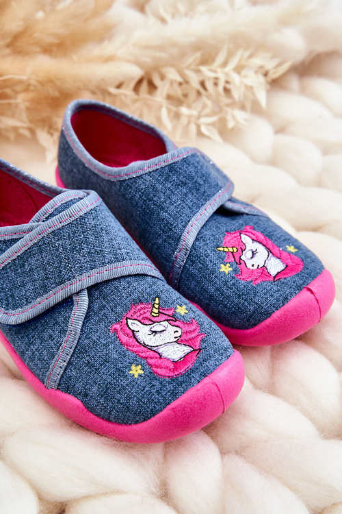 Papcie Dziecięce Jednorożec Niebiesko-Różowe Befado 122X016