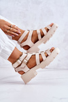 Leather Sandals With Straps Beige Minorite