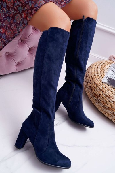 Women's Sergio Leone Suede Boots Navy Blue KZ275