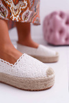Women's Lace Espadrilles White Platform Desante