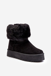 Women's Fur-Trimmed Snow Boots Black Rainsa