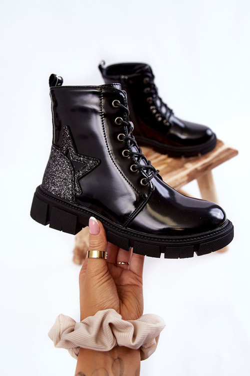 Children's Boots Lacquered With a Zipper White Yukko