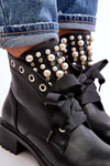 Decorated Women's Boots with Zipper Black Elonte
