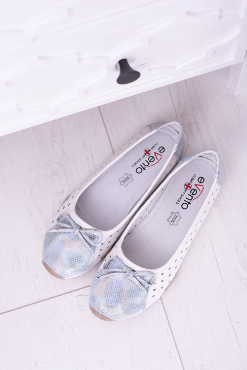 Women's Leather White Openwork Ballerinas Erdola