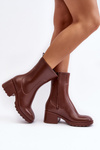 Women's Matte Boots Botki On Heel Brown Bertaida