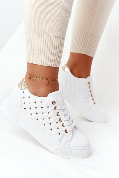 Women’s Sneakers With Quilting White-Gold Fondness