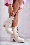 Women's Warm Boots On High Heel Light Beige Grethe