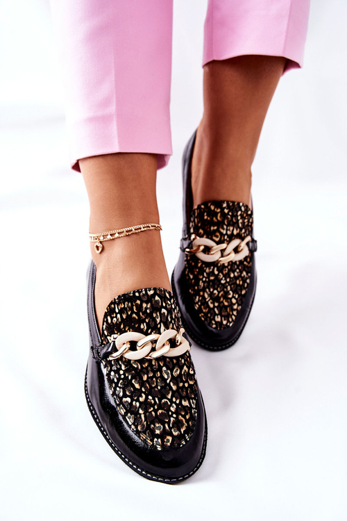 Damskie Półbuty Maciejka Lakierowane Loafery Czarne 4099B-01