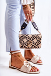 Fashionable Women's Leather Sandals Beige Astana
