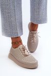 Leather Platform Sneakers by S.Barski LR278 Beige