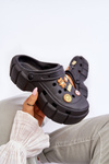 Women's Foam Slippers Crocs With Ornaments Black Marlett