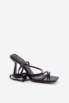 Stylish High Heel Sandals With Straps Black Saredi