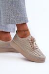 Leather Platform Sneakers by S.Barski LR278 Beige