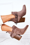 Velor Boots On A Block Heel Lewski Shoes 2880 Brown
