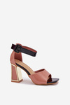 Lacquered Women's Sandals On Heel Vinceza 20266 Pink