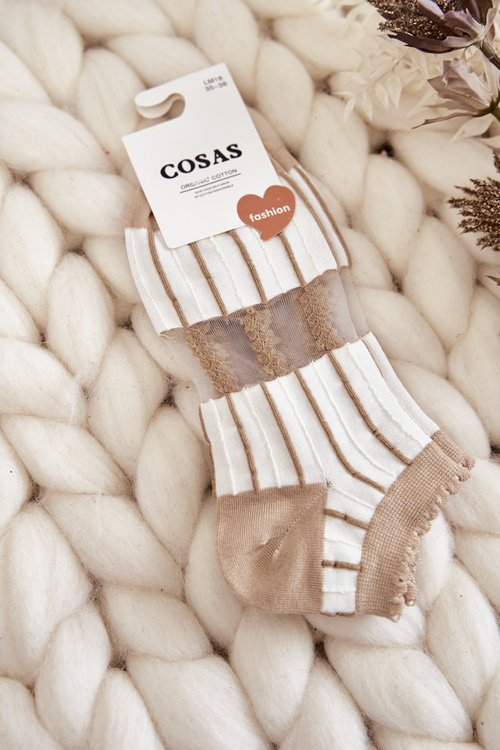Women's Socks With Thin Stripes Cosas Beige