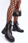 Glossy Boots with Ornament Workery Black Emmber