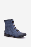 Warm Women's Zip Ankle Boots Blue Evalith
