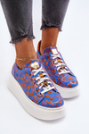 Buty Sportowe Skóra Platforma Maciejka 06191-06 Niebieskie