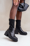 Boots With Sock On Chunky Heel Black Rosanas