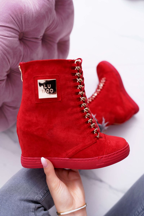 Women's Lu Boo Sneakers With Chains Suede Red Monica