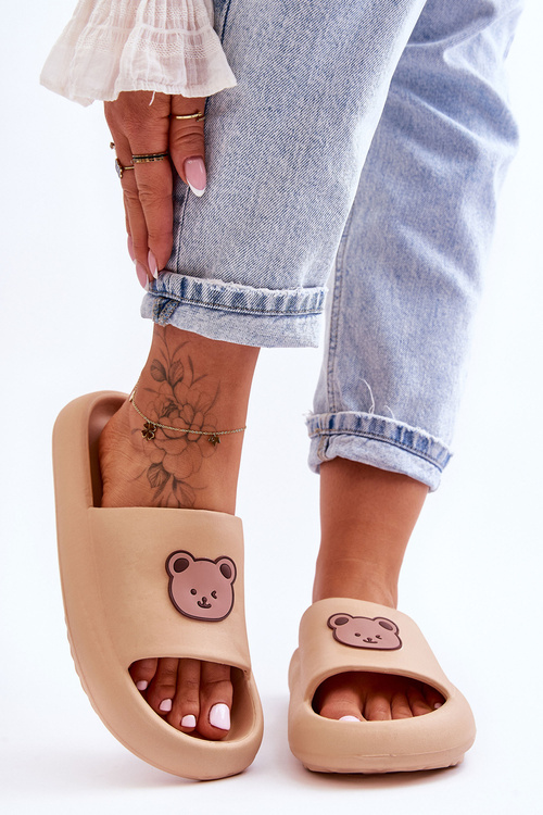 Light Women's Foam Slippers With Teddy Bear Beige Lia