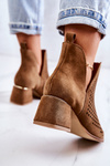 Suede Openwork boots Lewski Shoes 3165 Camel