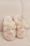 Fur Ladies Slippers Sheep Beige Sylline