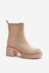 Eco Suede Women's Ankle Boots with Heel Lining Light Beige Meriluna II-gat