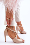 Fashionable Leather Sandals On A High Heel Sergio Leone SK429 pearly Beige