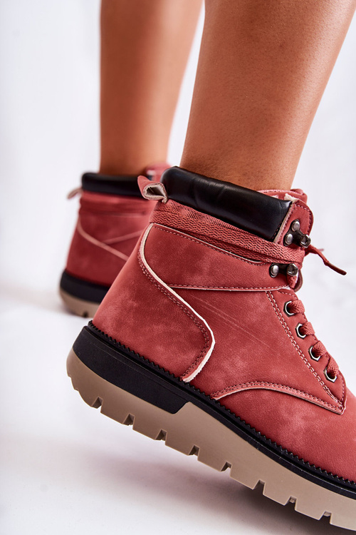 Leather Booties On The Platform Red Ressa