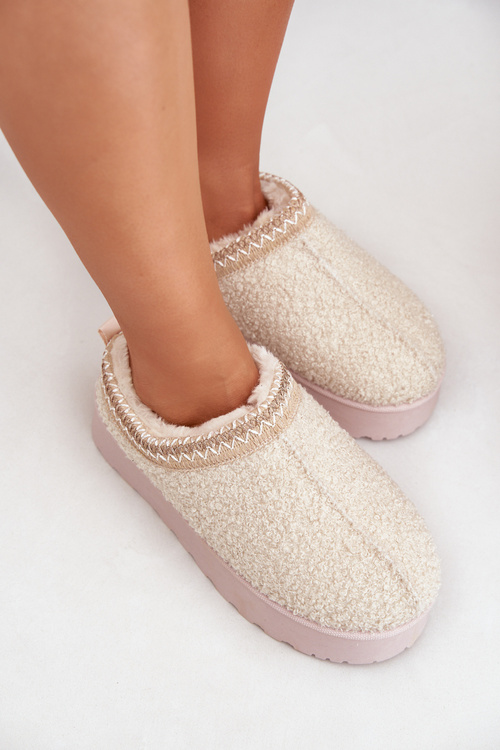 Women's Snow Boots On Platform With Embroidery Light Beige Tirissa