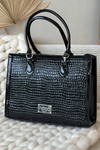 Lacquered Bag with Embossed Pattern NOBO BAG6150-M20 Black