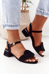 Suede Sandals On A Block Heel Maciejka 5198A-01 Black