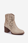 Perforated Ankle Boots With Block Heel Gold Nurissa