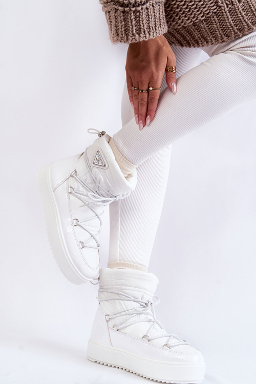 Women's Fashionable Lace-up Snow Boots White Carrios