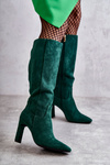 Kozaki Damskie Słupek Do Kolana Zielone Truly Love