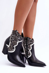 Women's Snake Cowboy Boots Black and White Leara
