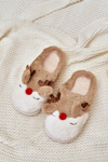 Women's Brown Slippers With Reindeer Motif Wistira