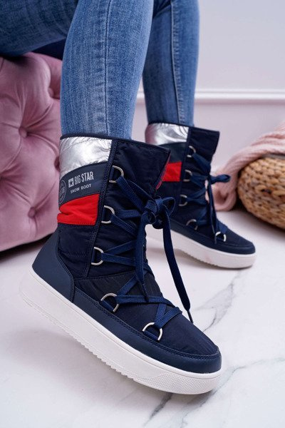 Women's Fleece Warmed Snow Boots Big Star Navy Blue EE274657