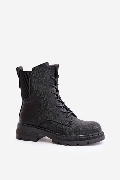 Insulated Worker Boots with Zipper Black Leairae