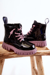 Lacquered Warm Boots Black and purple Heidi