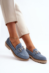 Women's Blue Cutout Moccasins With Embellishment Talesse