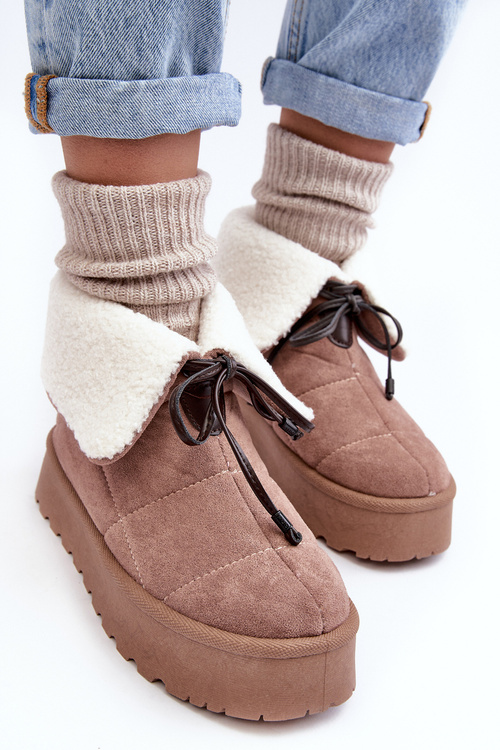 Women's Platform Snow Boots Beige Olimuka