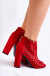 Botki Ażurowe Zamsz Czerwone Jenissa