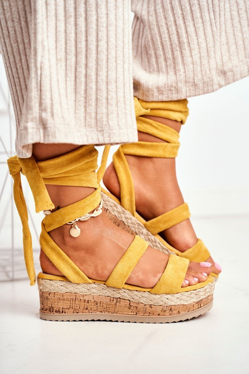Women's Platform Sandals Tiered Yellow La Favorite