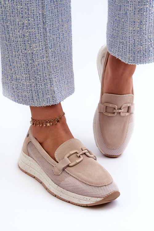 Women's Suede Moccasins D&A TW210 Beige
