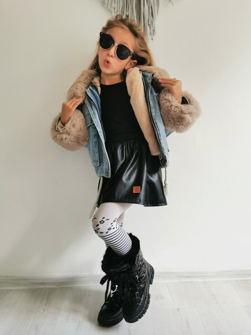 Dziecięce Śniegowce Ocieplone Futerkiem Czarne Turismo